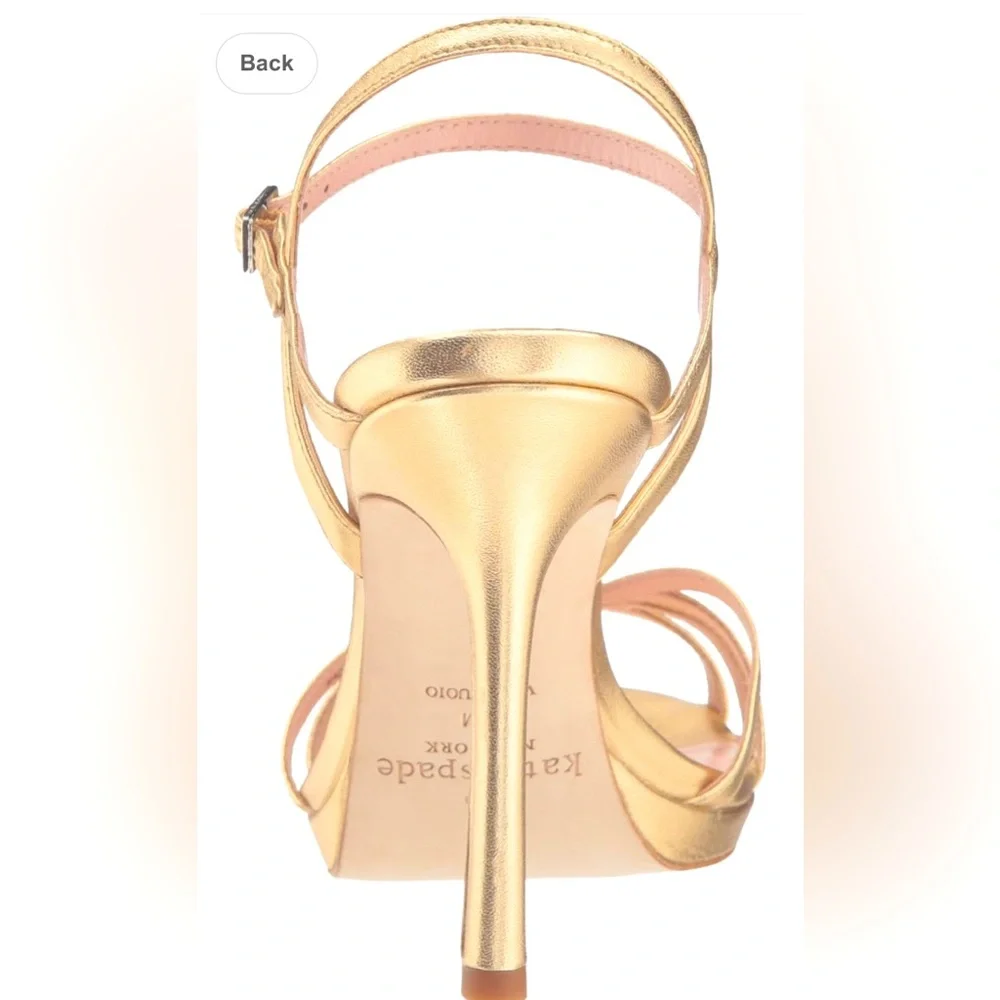 KATE SPADE “Florence” Gold Strappy Heels - Picture 5 of 12